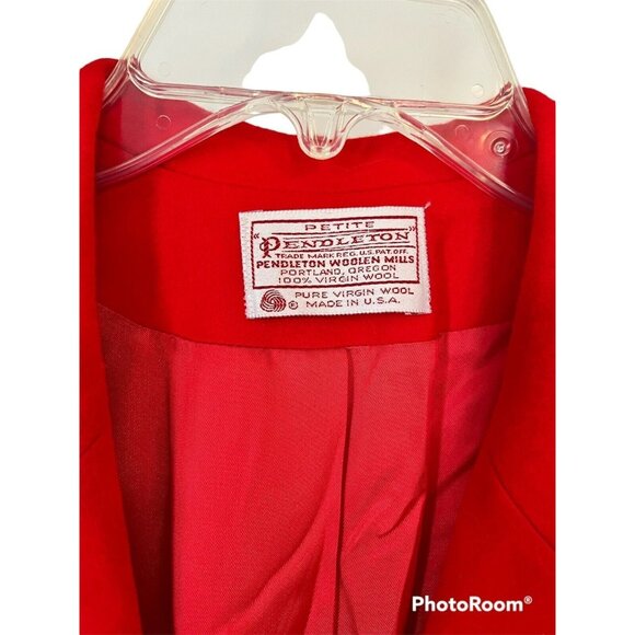 Pendleton Womens Red Wool Blazer Jacket 12 Petite Single Button Front Vintage - Picture 3 of 7